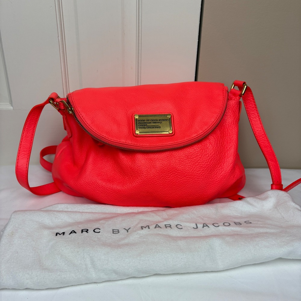 Marc By Marc Jacobs Classic Natasha Neon Orange Leather Crossbody Bag
